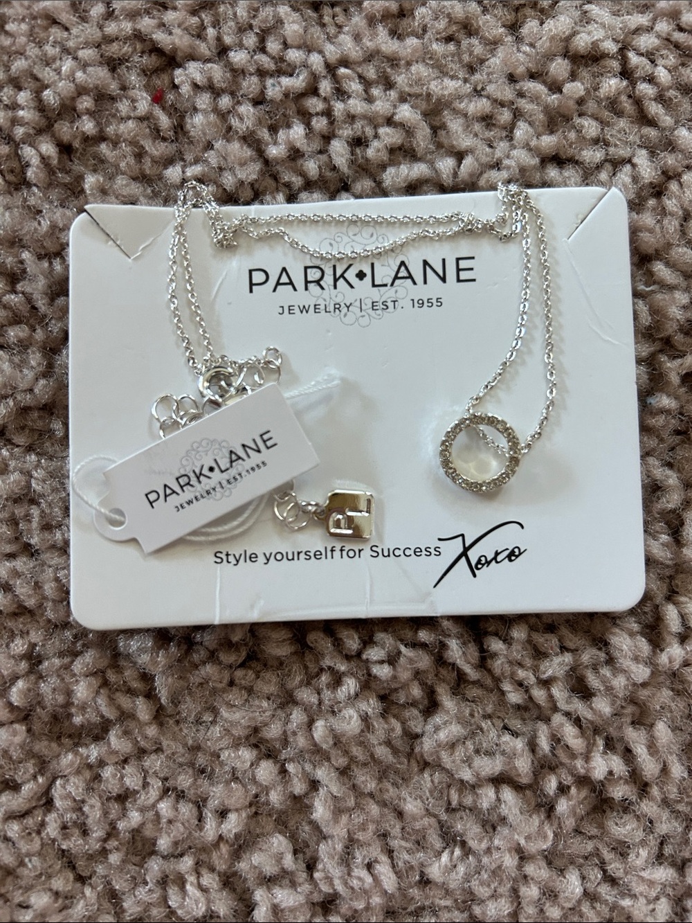 Park Lane Silver Crystal Circle Pendant Necklace - Silver